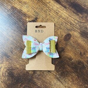 Handmade Aloha Floral Hair Bow with Gold Glitter Accents